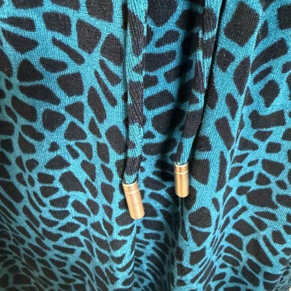 Chico's Travelers Boho Teal Black Leopard Print Dress Size 8/10 - Picture 4 of 16